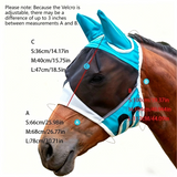 Breathable Horse Face Mask - Mosquito, Insect, and Fly Protection - Equestrian and Race Horse Head Cover - Blue - S - Rear View