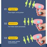 Bamboo Dragonfly Toy Gun Set with Glowing Frisbee Spinner -Pet toys – Pink - Top-Down View