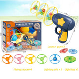 Bamboo Dragonfly Toy Gun Set with Glowing Frisbee Spinner – Pet toys - Blue