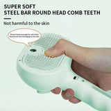 Rechargeable Pet Massage Comb with Spray, Anti-Shedding, Detangling, and Cleaning Comb - Pink - Close-Up Angle