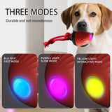 Electric Rolling Pet Ball for Cats and Dogs, Durable, Chew-Resistant, Rope-Knot, Squeaky, and Glowing Toy - Red - Top-Down View