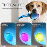 Electric Rolling Pet Ball for Cats and Dogs, Durable, Chew-Resistant, Rope-Knot, Squeaky, and Glowing Toy - Blue - Top-Down View