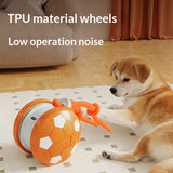 Smart Self-Rolling Pet Toy, Durable Chew Ball for Cats and Dogs to Keep Themselves Entertained - Orange - Rear View