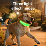 Pet LED Light-Up Collar, Large, Adjustable, USB Rechargeable, for Cats and Dogs, Nighttime Anti-Lost - Pink - 45-Degree Angle