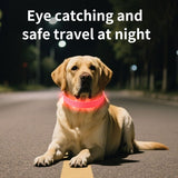 Pet LED Light-Up Collar, Large, Adjustable, USB Rechargeable, for Cats and Dogs, Nighttime Anti-Lost - Pink - Rear View