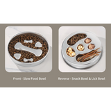2-Piece Stainless Steel Slow Feeder Set for Pets, Reversible, for Cats and Dogs – Puppy Design