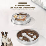 2-Piece Stainless Steel Slow Feeder Set for Pets, Reversible, for Cats and Dogs – Bone Design