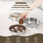 2-Piece Stainless Steel Slow Feeder Set for Pets, Reversible, for Cats and Dogs – Bone Design