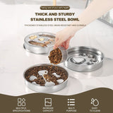 2-Piece Stainless Steel Slow Feeder Set for Pets, Reversible, for Cats and Dogs – Bone Design - Side View