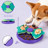 3-in-1 Pet Puzzle Slow Feeder Bowl with Multi-Level Rotating Disk - Purple-green - Top-Down View