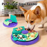 3-in-1 Pet Puzzle Slow Feeder Bowl with Multi-Level Rotating Disk - Purple-green - Rear View