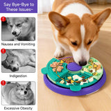 3-in-1 Pet Puzzle Slow Feeder Bowl with Multi-Level Rotating Disk - Purple-green - Close-Up Angle