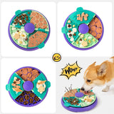 3-in-1 Pet Puzzle Slow Feeder Bowl with Multi-Level Rotating Disk - Purple-green - Low Angle