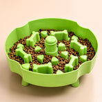 Detachable Rotating Slow-Feeding Pet Bowl, Non-Slip and Choke-Proof Feeding Bowl - Blue
