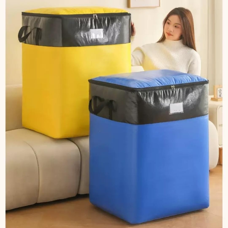 4-Pack 180L Extra-Large Storage Bags, Heavy-Duty, Wear-Resistant, Waterproof Moving Bags - Yellow