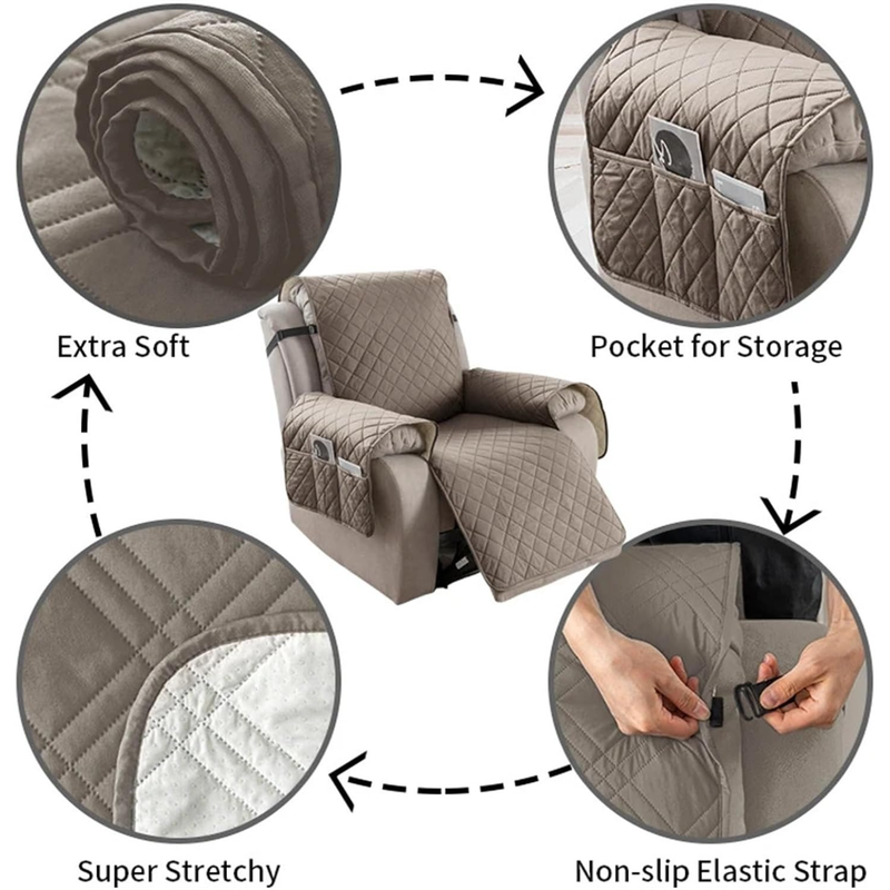 Waterproof and Non-Slip Single Armchair Cushion, Pet-Resistant and Machine-Washable Sofa Cover - Navy Blue