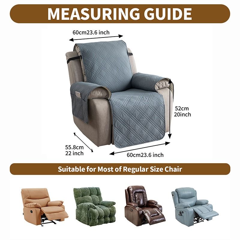 100% Waterproof Triple-Line Quilted Single Armchair Cushion, Non-Slip, Scratch-Resistant, Adjustable - Black-XL