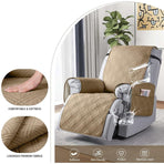 100% Waterproof Triple-Line Quilted Single Armchair Cushion, Non-Slip, Scratch-Resistant, Adjustable - Light Gray-L