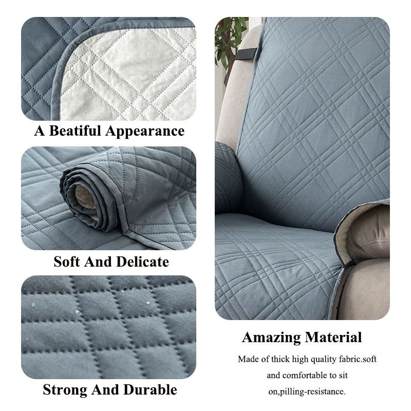 100% Waterproof Triple-Line Quilted Single Armchair Cushion, Non-Slip, Scratch-Resistant, Adjustable - Light Gray-L