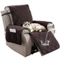 100% Waterproof Triple-Line Quilted Single Armchair Cushion, Non-Slip, Scratch-Resistant, Adjustable - Chocolate Brown-XL