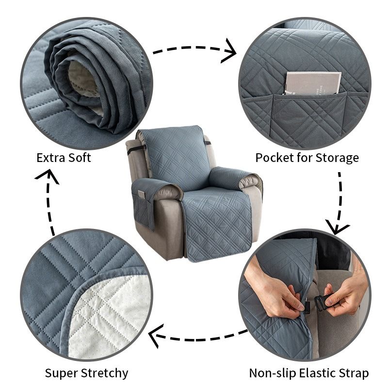 100% Waterproof Triple-Line Quilted Single Armchair Cushion, Non-Slip, Scratch-Resistant, Adjustable - Brown-XL