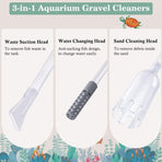 3-in-1 Aquarium Water Change Tool: Sand Cleaning / Waste Removal / Water Change, Siphon Pump - 1.9 m