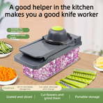 Kitchen Vegetable Slicer and Dicer, 15-Piece Set with Container, Safety Guard, Drain Basket, and Storage Box—Black
