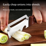 2 Pack Multi-functional Stainless Steel Peeler Set, Wooden Handle Vegetable Peeler & Scallion Slicer with Bottle Opener for Kitchen