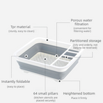 Multi Compartment Plastic Kitchen Utensil Holder, Foldable Dish Drain Basket for Bowl Plate Cup Chopsticks Storage