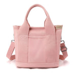 Multi-Compartment Canvas Tote Bag, 3-Way Handheld, Crossbody, and Shoulder Bag with Adjustable Strap for Daily Work and Shopping - Pink