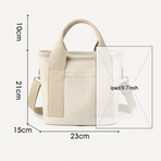 Multi-Compartment Canvas Tote Bag, 3-Way Handheld, Crossbody, and Shoulder Bag with Adjustable Strap for Daily Work and Shopping - Pink