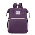 Convertible Baby Bed Diaper Backpack, Waterproof Oxford Multifunction Mommy Bag, Hand/Shoulder/Backpack 3-Way for Travel and Outdoor Use - Purple