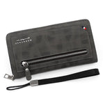 Vintage PU Leather Long Wallet for Men, Zipper-Around Phone Clutch with Detachable Wrist Strap - Black