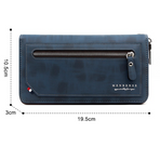 Vintage PU Leather Long Wallet for Men, Zipper-Around Phone Clutch with Detachable Wrist Strap - Black