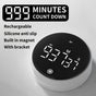 Rotating Digital Kitchen Timer, 999-Minute LED Display Timer with Magnetic Back & Stand, Type-C, for Studying and Exercising—White