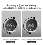 Rotating Digital Kitchen Timer, 999-Minute LED Display Timer with Magnetic Back & Stand, Type-C, for Studying and Exercising—White