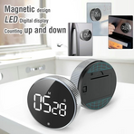 Rotating Magnetic Digital Timer, LCD Display Kitchen Timer with 3 Volume Levels, for Cooking, Studying, and Office Use—Black