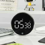 Rotating Magnetic Digital Timer, LCD Display Kitchen Timer with 3 Volume Levels, for Cooking, Studying, and Office Use—Black
