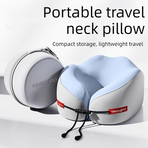 Portable Memory Foam U-Shaped Neck Pillow, Ergonomic 360° Support Adjustable Travel Pillow with Storage Case for Airplane, Car, Office - Green