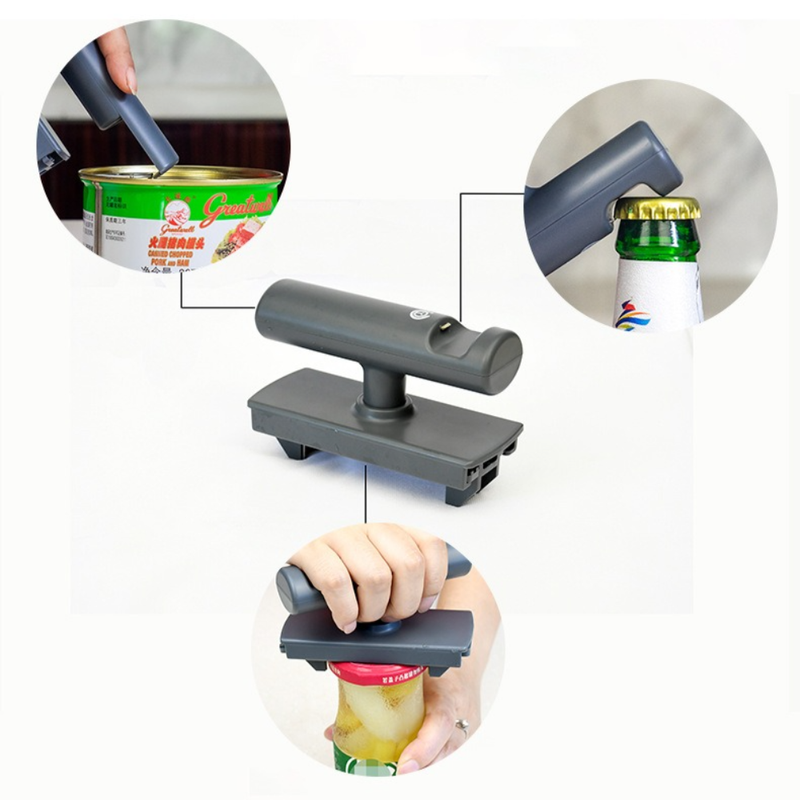 Multi-Function Jar Opener, Adjustable Non-Slip Lid Opener for 20mm-100mm Caps, ABS & Stainless Steel, Easy to Use - Gray