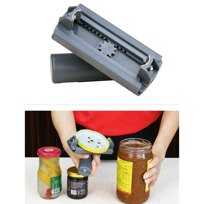 Multi-Function Jar Opener, Adjustable Non-Slip Lid Opener for 20mm-100mm Caps, ABS & Stainless Steel, Easy to Use - Gray