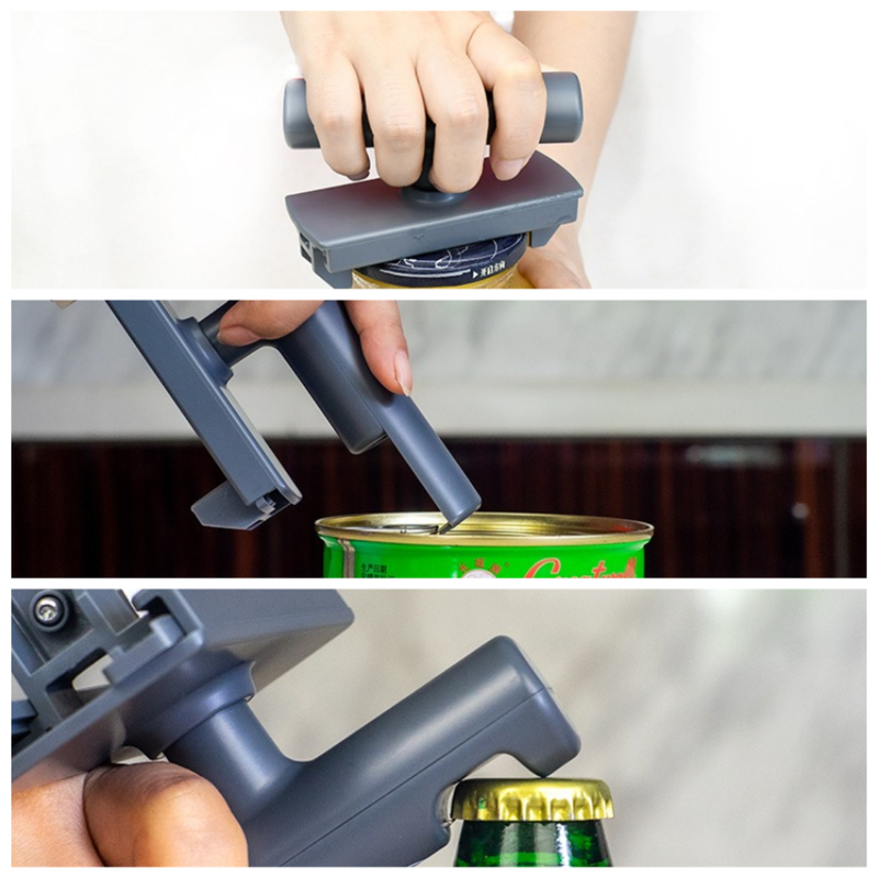 Multi-Function Jar Opener, Adjustable Non-Slip Lid Opener for 20mm-100mm Caps, ABS & Stainless Steel, Easy to Use - Gray