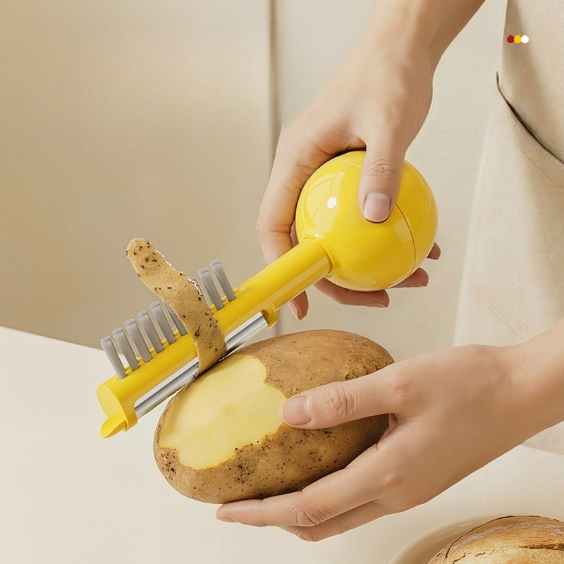 3-in-1 Tumbler Vegetable Peeler, Multi-Function Peeler, Bud Remover, and Cleaner for Fruits and Vegetables - White