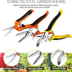 3-Pack Gardening Pruning Shears Set, Labor-Saving Spring & Non-Slip Handle for Garden, Orchard, Flower Arrangement