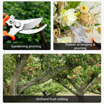 3-Pack Gardening Pruning Shears Set, Labor-Saving Spring & Non-Slip Handle for Garden, Orchard, Flower Arrangement