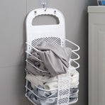 Wall-Mounted Foldable Laundry Basket, No-Drilling Hanging Dirty Clothes Hamper for Bathroom - Pink