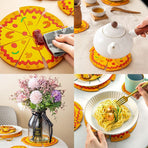 4-Piece Set - Creative Pizza-Shaped Heat-Resistant Placemat, Waterproof PVC Coaster & Trivet for Home Use