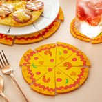 6-Piece Set - Creative Pizza-Shaped Heat-Resistant Placemat, Waterproof PVC Coaster & Trivet for Home Use