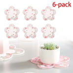 6-Pack - Sakura-Shaped PVC Heat-Resistant Coasters, Non-Slip Trivets for Bowls, Pots & Cups - White