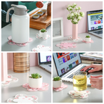 4-Pack - Sakura-Shaped PVC Heat-Resistant Coasters, Non-Slip Trivets for Bowls, Pots & Cups - Pink